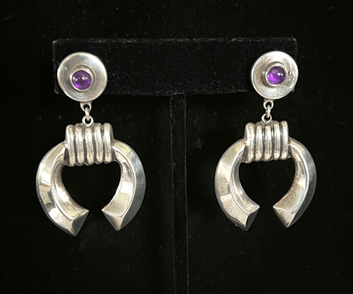 13724FSterlingAmethystEarringsfromMexico