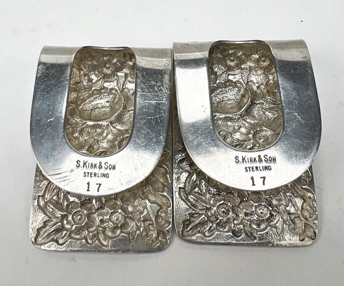 Pair of Sterling Kirk & Son Repousse Napkin Clips