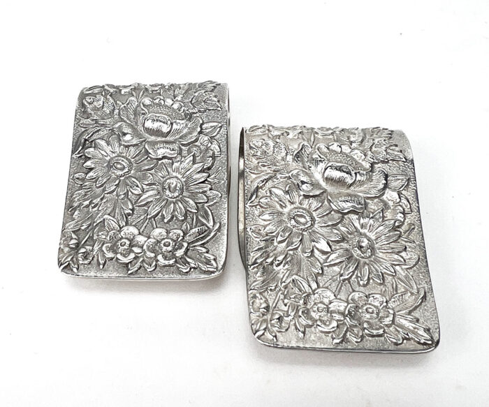 Pair of Sterling Kirk & Son Repousse Napkin Clips