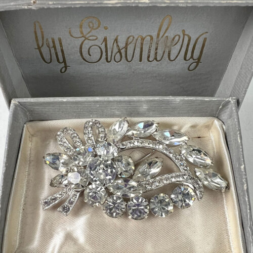 Eisenberg Rhinestone Brooch in Original Box