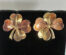 Retro Rose and Green Gold Clover Earrings