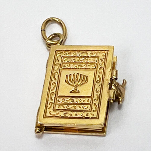 14K Ten Commandments Charm with Hebrew Engraving
