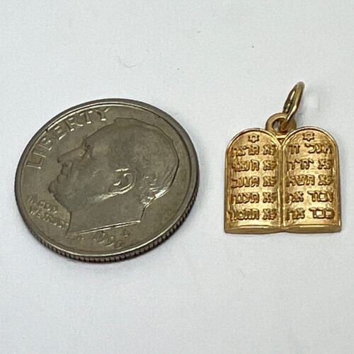 14K Ten Commandments in Hebrew Plaque Charm