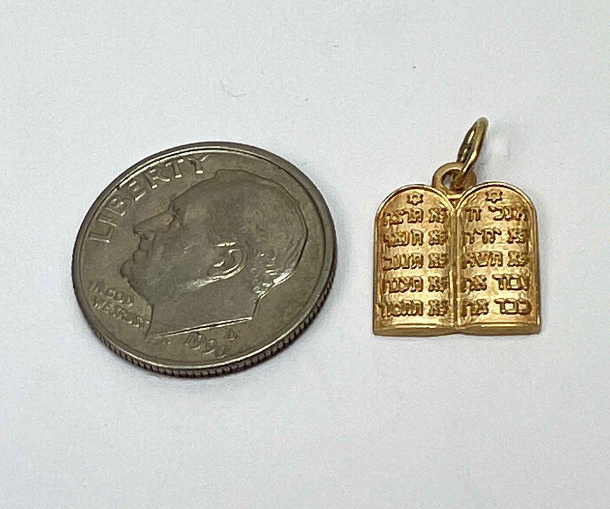 14K Ten Commandments in Hebrew Plaque Charm