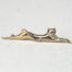 14K Stretching Cat Pin w/Diamond Eyes