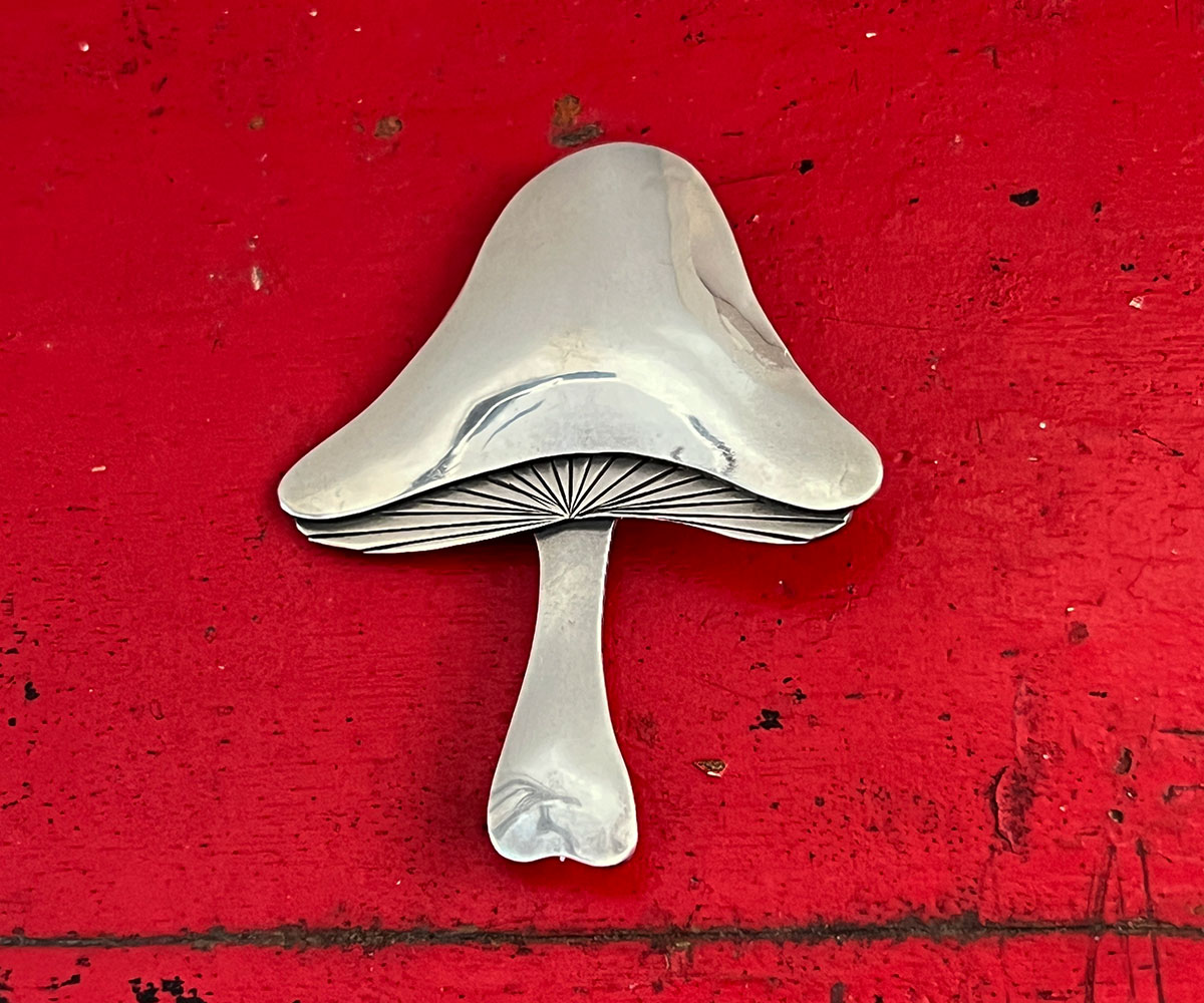 Handmade Sterling Modernist Mushroom Brooch