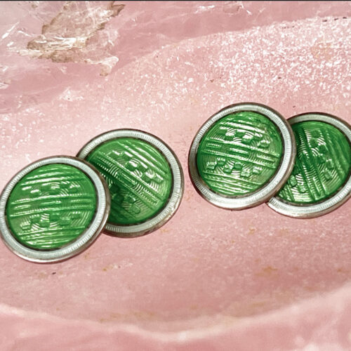 Vintage Sterling Enamel Guilloché Double Sided Cufflinks